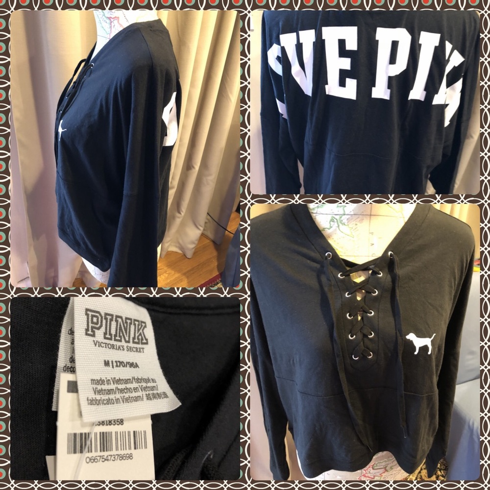 BNWT Pink Victoria’s Secret LaceUp Sweatshirt